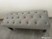 Vand băncuță tapițată din catifea gri model Chesterfield 