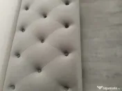 Vand băncuță tapițată din catifea gri model Chesterfield 