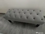 Vand băncuță tapițată din catifea gri model Chesterfield 