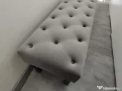 Vand băncuță tapițată din catifea gri model Chesterfield 