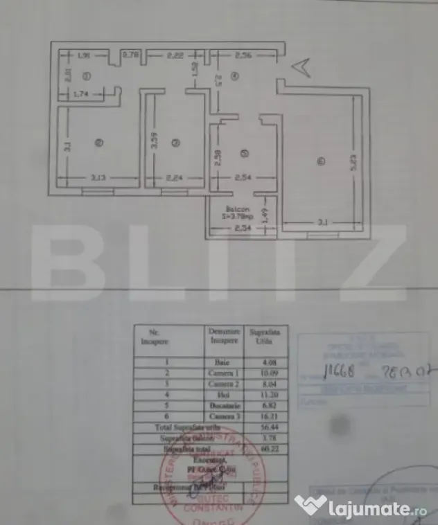 Apartament 3 camere, 57 mp, zona Pacurari - Moara de Foc