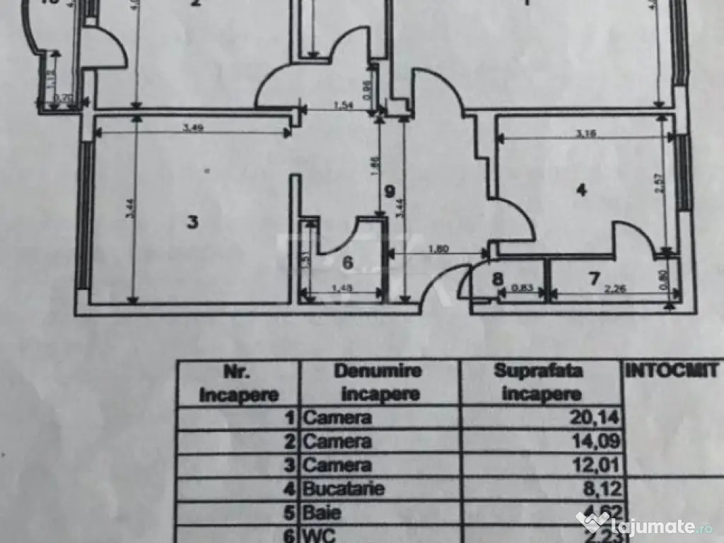 3 camere Vitan decomandat, parcare, et. 6, an 1995, metrou,