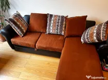 Mobexpert -Colțar extensibil 3 locuri + Canapea 2 locuri + taburet stare bună