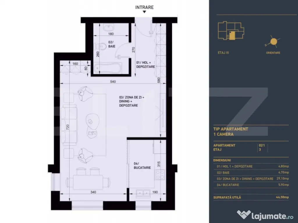 Apartament cu 1 camera, Smart Home, 44.5 mp - Complex Rezide
