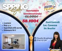 FILM! Apartament 2 camere, luminos, parcare, in centrul stat