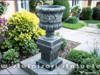 Set vază cu soclu, gri patinat, model V7-S107. 