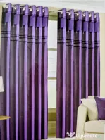 Set Draperii Elegante Faux Silk & Catifea Mov Imperial (2 bucăți) Opace cu inele