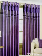 Set Draperii Elegante Faux Silk & Catifea Mov Imperial (2 bucăți) Opace cu inele 