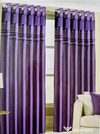 Set Draperii Elegante Faux Silk & Catifea Mov Imperial (2 bucăți) Opace cu inele 