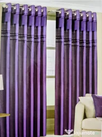Set Draperii Elegante Faux Silk & Catifea Mov Imperial (2 bucăți) Opace cu inele