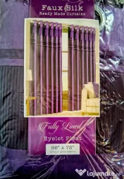 Set Draperii Elegante Faux Silk & Catifea Mov Imperial (2 bucăți) Opace cu inele 