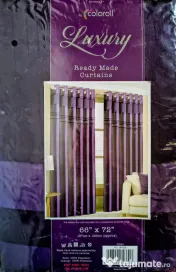 Set Draperii Elegante Faux Silk & Catifea Mov Imperial (2 bucăți) Opace cu inele 