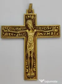 Cruciuliță Veche Din Metal Aurit 