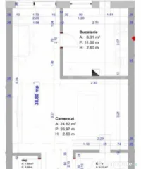 Apartament cu 1 camera, 39 mp, bucatarie separata, parter in 