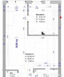 Apartament cu 1 camera, 39 mp, bucatarie separata, parter in