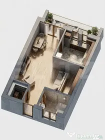 Apartament cu 1 camera, 39 mp, bucatarie separata, parter in