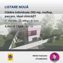 Clădire individuala 260 mp, rooftop, parcare, ideal clin...