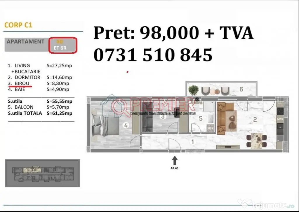 2 Camere | Complex Modern | 61 mp | Preț Promo