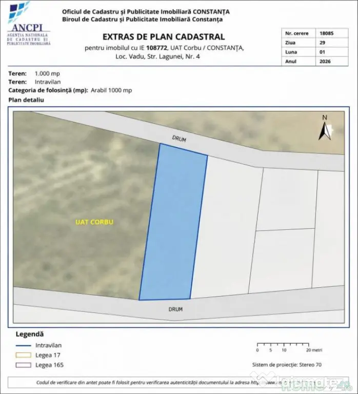 Teren intravilan Vadu Corbu 1000 mp Str. Lagunei aproape de