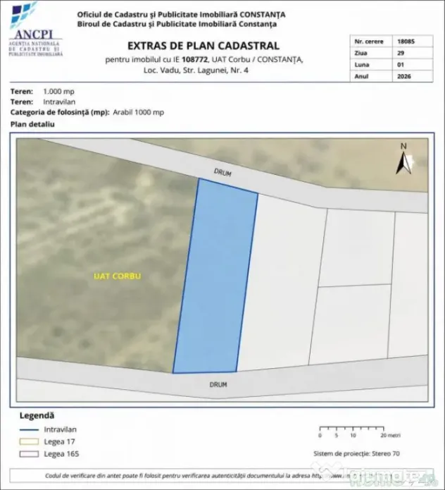 Teren intravilan Vadu Corbu 1000 mp Str. Lagunei aproape de
