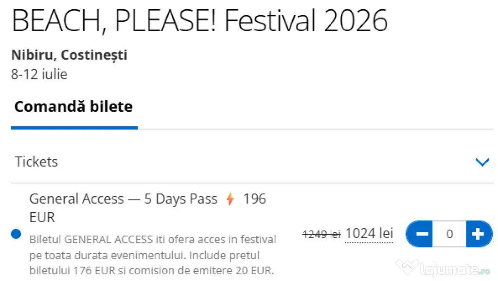 Bilete Beach Please, Nibiru, Costinesti General Access 5 zile, 8-12 Iulie 2026