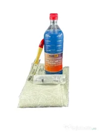 Kit fibra de sticla cu rasina poliesterica pentru reparatii 1 kg + 1 mp fibra 