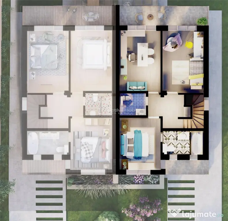 Duplex 4 camere-Buda-Pereti dublii tencuiti-Toate utilitatil