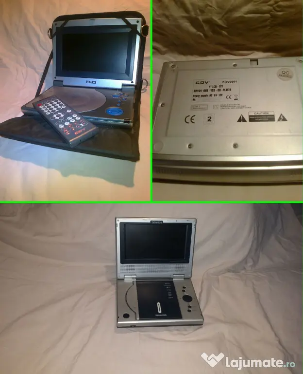 DVD player portabil 7 inch 2 buc. Husa si Telecomanda