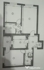 3 camere Dristor decomandat, centrală, et. 2, metrou, 65 mp