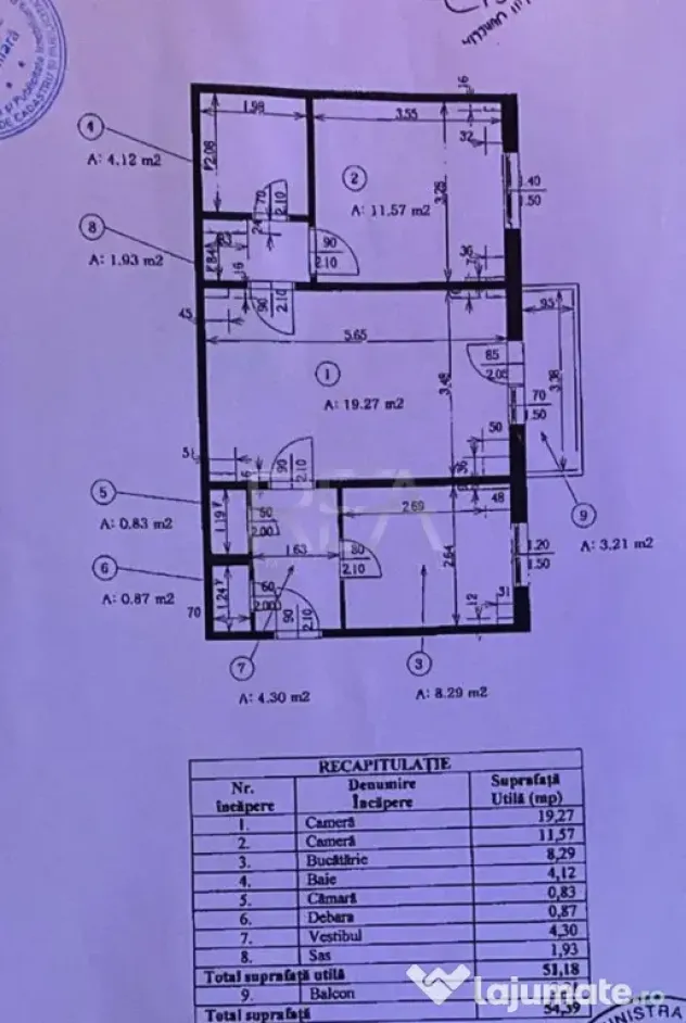 2 camere Muncii, inst. schimb., an 1988, metrou, 54 mp