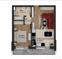 Vand apartament tip studio 2 camere 47mp+boxa Nicolae Labis