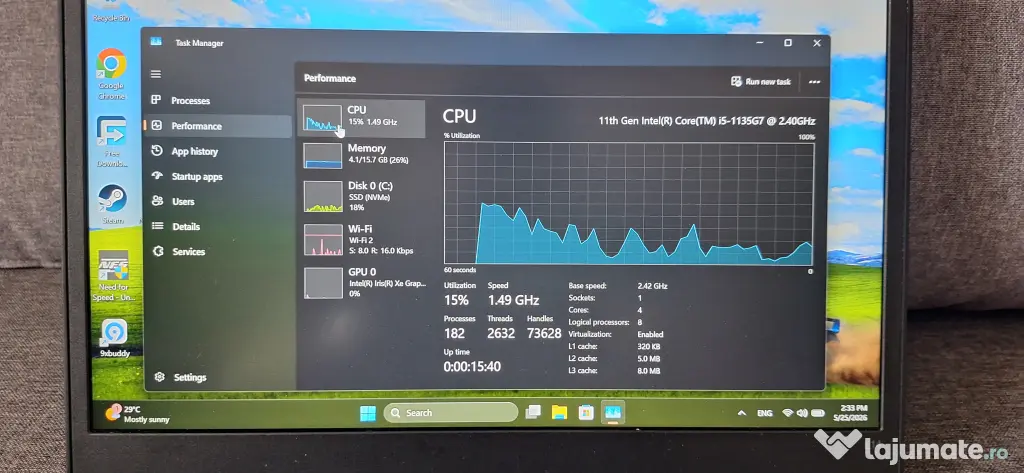 Vând Laptop Lenovo L14 i5-1135G7 256Gb 16gb
