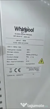 Vitrina frigorifica Whirlpool ADN 221, 480 l, 5 rafturi, Alb 