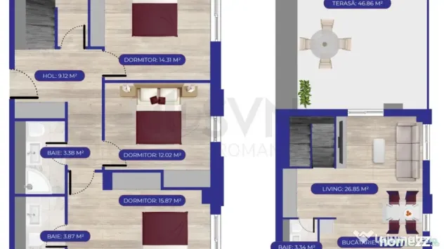 Duplex 4 camere Aviatiei Nord - Bucuresti (Bucuresti-Ilfov)