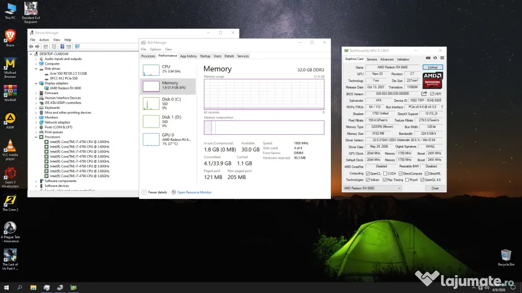 Unitate PC i7-4790 32GB DDR3 1600 MHz RX 6600 8GB GDDR6