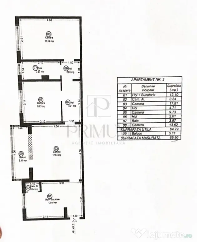 SPITALUL JUDETEAN - PARTER - BLOC IZOLAT - 3 CAMERE - BALCON