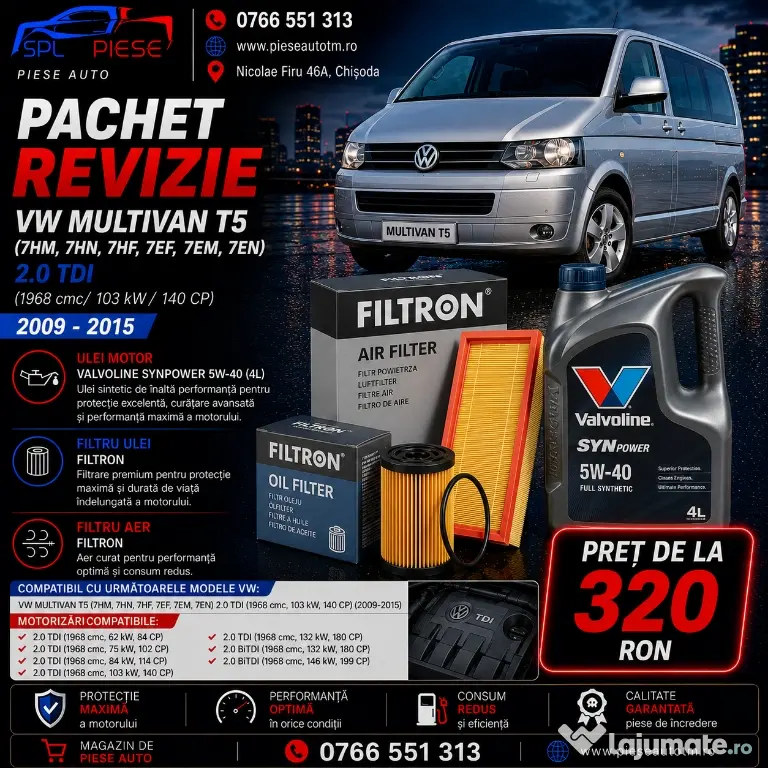 Pachet Revizie VW Multivan T5 2.0 TDI (140 CP) 2009-2015