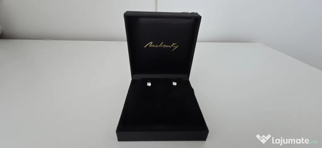 Cercei Studs, cu diamante de laborator de 0.75 CT, din aur alb 18 KT