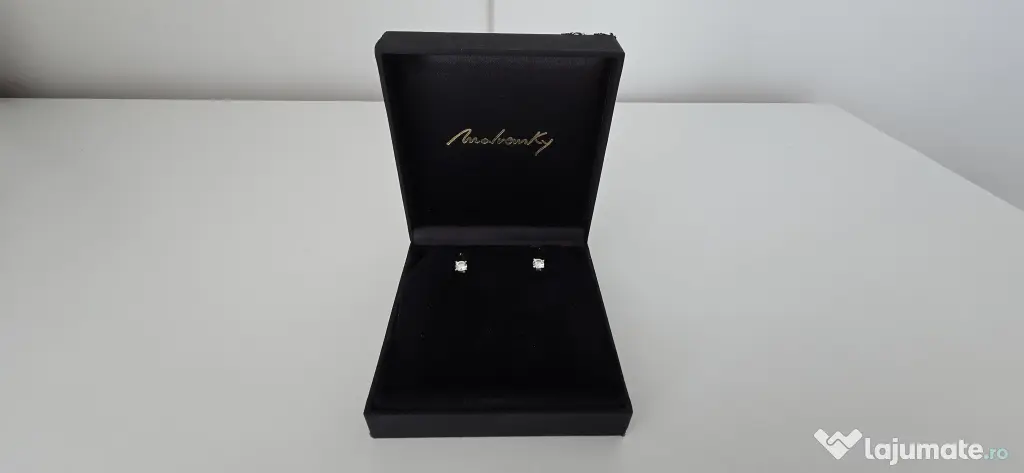 Cercei Studs, cu diamante de laborator de 0.75 CT, din aur alb 18 KT