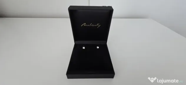 Cercei Studs, cu diamante de laborator de 0.75 CT, din aur alb 18 KT