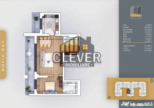 Apartament 2 Camere Suprafata Generoasa, Finalizat, Metro...
