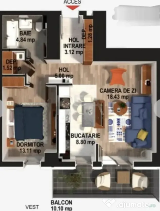 2 camere decomandat, 2/11, parcare-Complex Moghioros Park