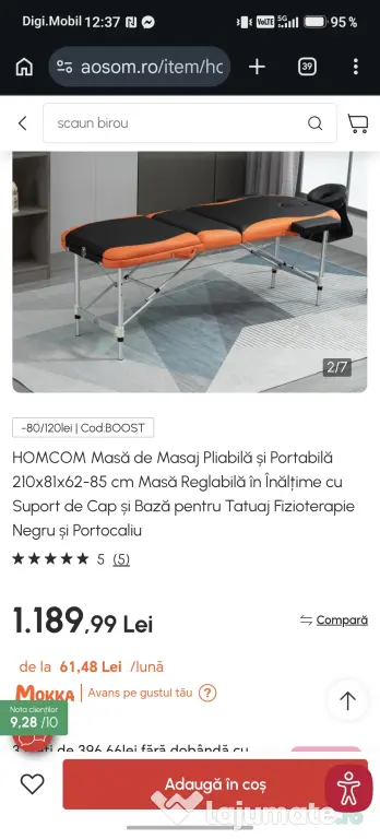 Masa profesionala pentru masaj, tatuaj, fizioterapie