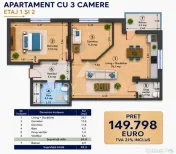Apartament 3 camere Westside Residence Otopeni, 2 bai, et.1 