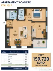 Apartament 3 camere Westside Residence Otopeni, 2 bai, et.1 