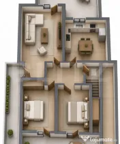 Apartament cu 4 camere și terase ample, 128,89 mp total 
