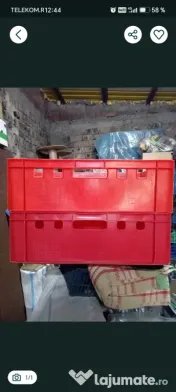 Navete plastic roșii tip E2 / Lăzi pentru carne, legume, depozitare