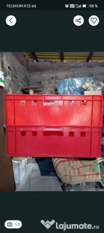 Navete plastic roșii tip E2 / Lăzi pentru carne, legume, depozitare”