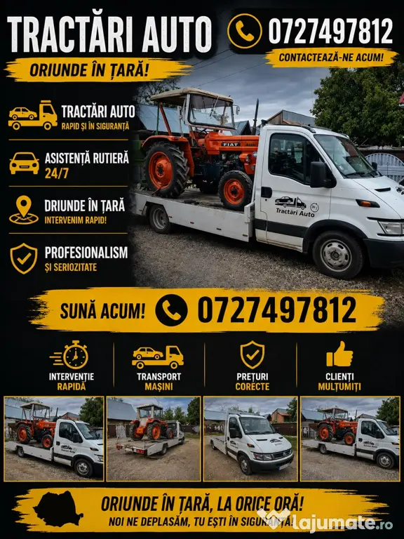 Tractări Auto Oriunde în Țară | 24/7