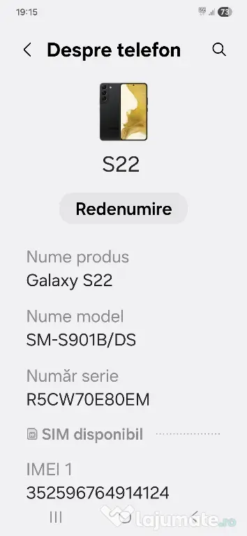 Samsung S22, dual sim ,5 g în stare perfectă.